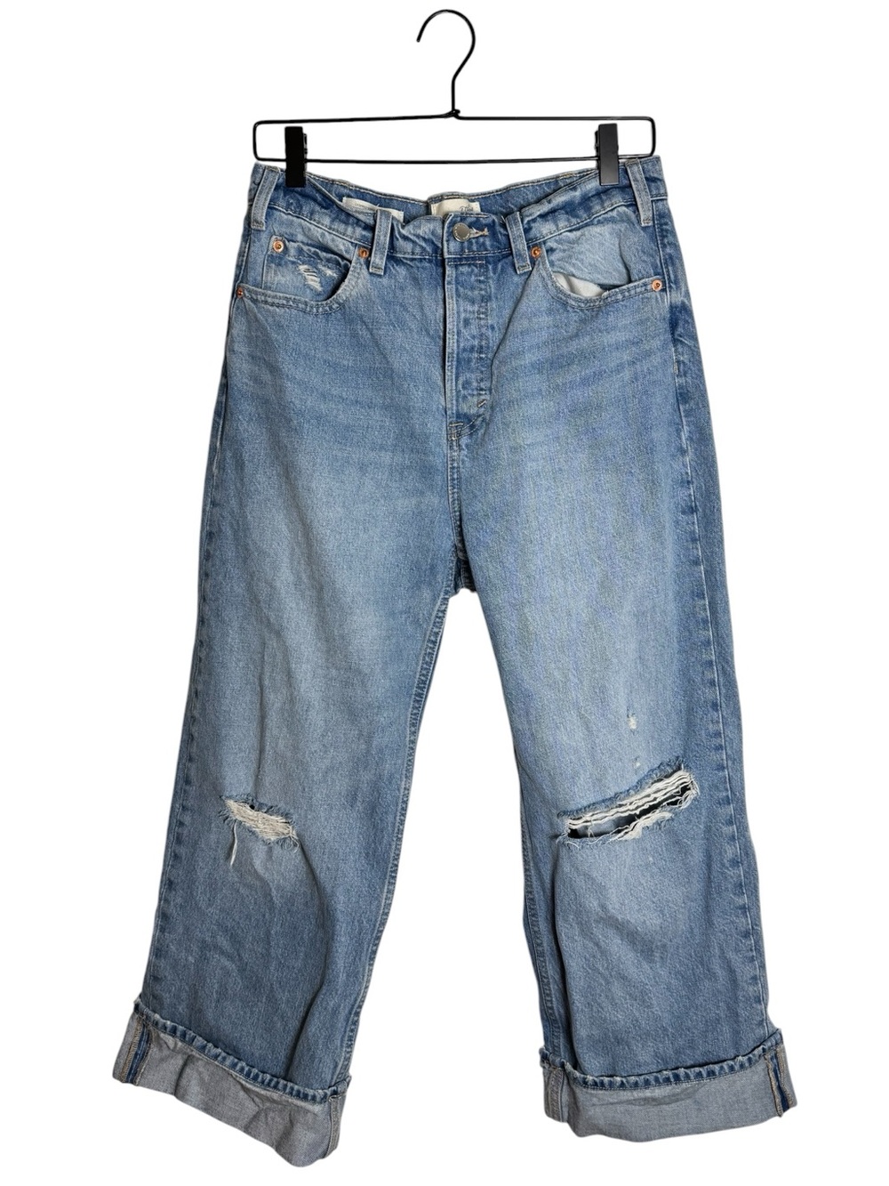 Universal Thread Distressed Cropped Vintage Wide Leg Cuffed Jeans Size 6